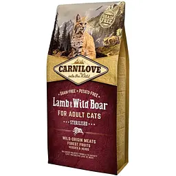 Беззерновий сухий корм для стерилізованих котів Carnilove Cat Lamb & Wild Boar Sterilised з ягням і диким кабаном 2 кг