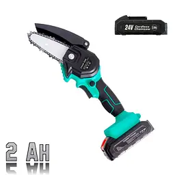 Пила ланцюгова акумуляторна Chainsaw 24V-A, міні електропила з додатковим акумулятором, шина 10 см 1/4" - мініатюра 2