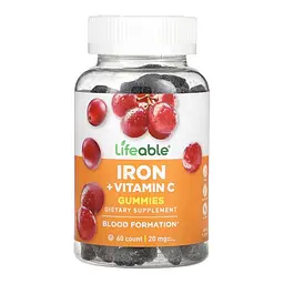 Залізо Lifeable (Iron + Adult) - 60 gummies, для імунітету