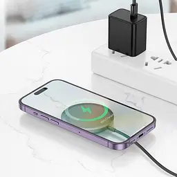 Бездротовий ЗП HOCO CW52 Enjoy magnetic wireless fast charging чорний - мініатюра 2
