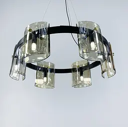 Підвісна люстра в чорному кольорі з янтарними пластинами Line.F D 3903/6 BK AMBER