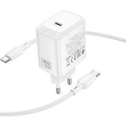 МЗП BN33 Fuente PD40W (1USB-C) + кабель Type-C to Type-C White Borofone teh0029629 - мініатюра 4