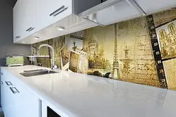 Кухонний фартух Вінтажний Париж вінілова наклейка ПВХ Ейфелева вежа Бежевий 60х300 см Happy Pocket Z180829