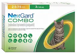 Краплі проти зовнішніх та внутрішніх паразитів для котів NexGard Combo 2.5-7.5 кг 158304 ЦІНА ЗА 1 ШТ - мініатюра 2