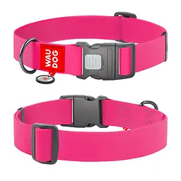 Нашийник для собак водостійкий Waudog Waterproof з QR-паспортом пластиковий фастекс XXL Ш 40 мм Д 46-70 см рожевий