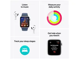 Смарт-годинник Apple Watch SE 2 GPS 44mm Silver Aluminium Case w. Denim Sport Band - S/M (MXEQ3) - мініатюра 3