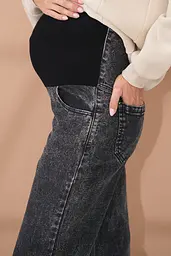Джинси для вагітних широкі straight fit для майбутніх мам з регульованим поясом 2XL (52) Kloe Юла Мама чорний - мініатюра 9