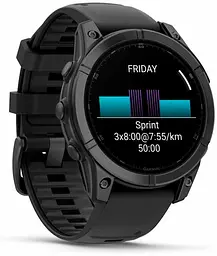 Смарт-годинник Garmin Fenix ​​E 47mm AMOLED Slate Gray Steel with Black Silicone Band (010-03025-01) - мініатюра 2
