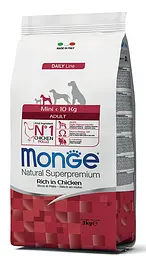 Сухий корм Monge Mini Adult Rich in Chicken для дорослих собак маленьких порід зі смаком курки та рису 3 кг (8009470004114)