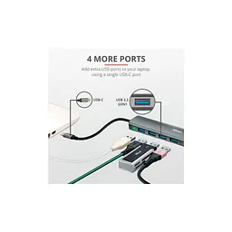 Концентратор Halyx Type-C to 4-Port USB-A 3.2 Grey Trust (24948_TRUST) - мініатюра 9