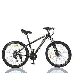 Велосипед гірський двоколісний однопідвісний алюмінієвий Profi MTB2602 26 дюймів рама 13" Чорно-салатовий