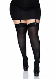 Щільні непрозорі панчохи Leg Avenue Nylon Thigh Highs Black, plus size - мініатюра 1