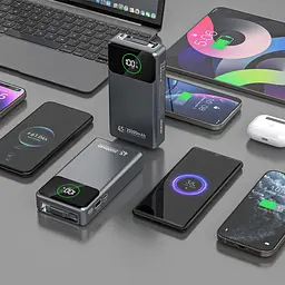 Універсальна мобільна батарея Dudao 20000mAh K31 Pro 45W PD,QC USB-A,USB-C In/Out,with built-in USB-C/Lightning cables Сірий - мініатюра 6
