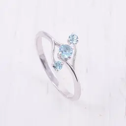Каблучка з білого золота з топазами 21 K-0293 - мініатюра 4