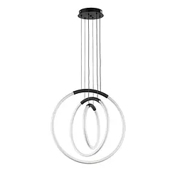Люстра стельова LED Levistella 7812022 (300+400+500) BK, 30W, чорний, сучасний стиль, діаметр 300+400+500 мм