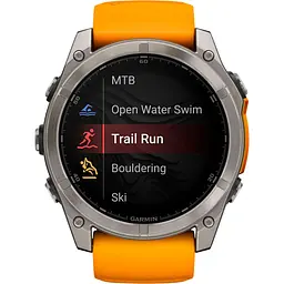 Смарт-годинник Garmin Fenix 8 AMOLED Sapphire 51mm Titanium with Spark Orange/Graphite Silicone Band (010-02905-10) [115048] - мініатюра 9