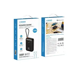 Зовнішній акумулятор VEGER Built-In 2 cables Ultra Mini 30000mAh (VG-W3018) - мініатюра 2