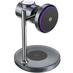 Беспроводное зарядное устройство WIWU Wi-W041 Space Qi2 3 in 1 Wireless Charger Black