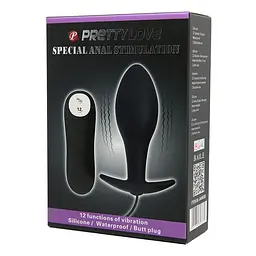 Анальна пробка Pretty Love Vibrating Butt 7.5 см (чорний) - мініатюра 9