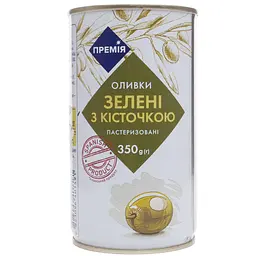 Оливки Премія зелені з кісточками 350 г (300220)