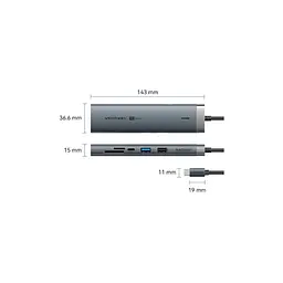 Концентратор VENTION USB-C 9-in-1 HDMI 60Hz + 2xUSB 3.0 + RJ45 + SD/TF + 3.5mm + PD 100W (TGVHB) - мініатюра 2