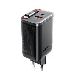 Адаптер сетевой ACEFAST PD GaN charger with retractable cable A111 2USB-C/1USB-A, 67W/4.5A