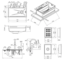 Кухонна мийка Kroner KRP Schwarze - SET7546ARTHM PVD (3.0/0.8 мм) CV033375, Чорний - мініатюра 2