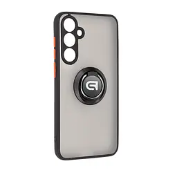 Чехол с кольцом-держателем для Samsung Galaxy S23 FE 5G (SM-S711), Frosted Matte Ring, черный, защитная панель с матовой задней стенкой, противоударный чехол с защитой всего корпуса, TPU + поликарбонат (PC), с защитой камеры