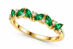 Жіноча каблучка Jewellery Continent із зеленими фіанітами з жовтого золота 16 (К-0932) - мініатюра 2