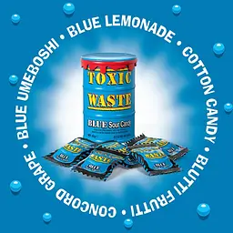 Кислі льодяники Toxic Waste Blue Sour Candy Drum 42г - мініатюра 3