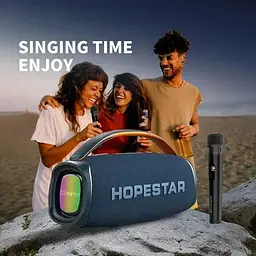 Бездротова караоке система - портативна колонка + мікрофон Hopestar A40 чорна - мініатюра 9