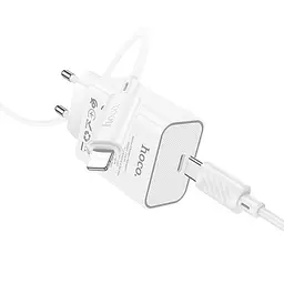 МЗП Hoco C143A Benefit PD20W (1USB-C) + кабель Type-C to Lightning White - мініатюра 4