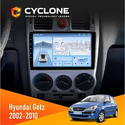 Штатна магнітола Hyundai Getz 2002-2010 Black Cyclone C9-012 4x64, DSP, 4G Cyclone (НФ-00007861)
