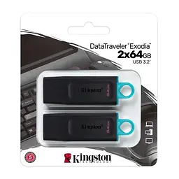 Флеш накопичувач USB 64Gb DataTraveler Exodia, Black/Teal Kingston teh0021069 - мініатюра 2