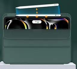 Чохол-книжка DK для Apple iPad Pro 13" M4 2024 Еко-шкіра силікон Smart Case Слот під Стілус green - мініатюра 3