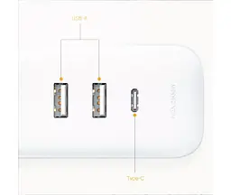 Мережевий подовжувач Mi Power Strip 20W Fast Charge (3 sockets +2 USB + 1 TypeC) - мініатюра 4