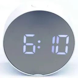 Дзеркальний електронний LED годинник настільний з білим підсвічуванням і термометром UKC DT-6505