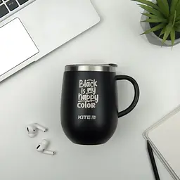 Термокружка Kite Black is my happy color 360 мл чорна (K22-378-01-2) - мініатюра 4