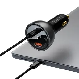 Автомобільний зарядний пристрій Baseus Digital Display PD3.1 Dual Fast Charger Car Charger USB+Type-C 140W Set CGZX070001 Black - мініатюра 5