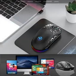 Комп'ютерна миша HYSJ Т90 бездротова, безшумна з акумулятором 2,4G+Bluetooth Black - мініатюра 4