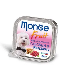 Паштет Monge Dog FRUIT Adult з м'яса курки з малиною для собак усіх порід 100 гр