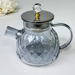 Чайник скляний Срібний ромбус 1000 мл (функц. 800 мл)