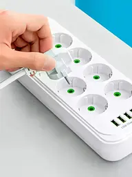 Мережевий подовжувач-фільтр PNS-02/D10 білий 5 м з LED-індикатором, 4 USB і PD Type-C - мініатюра 4