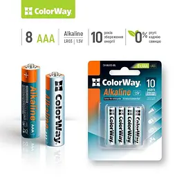 Батарейка ColorWay Alkaline Power AAA/LR03 BL 8шт (CW-BALR03-8BL) - мініатюра 3