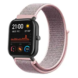 Ремінець BeWatch для Xiaomi Amazfit BIP/Lite/GTS/GTR 42мм нейлоновий 20 мм липучка Рожевий (1011338) - мініатюра 2