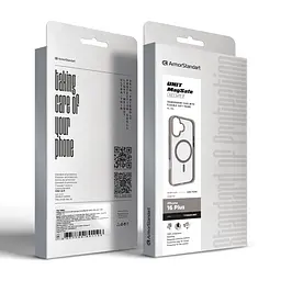 Чехол Apple iPhone 16 Plus, Unit MagSafe, серый, прозрачный, магсейф, противоударный, магнитный, панель-накладка с поддержкой MagSafe, с поддержкой беспроводной зарядки, TPU+PC, защита всего корпуса, ударопрочный, ArmorStandart (ARM79289) - мініатюра 6