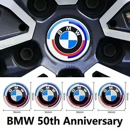 Ковпачки на титани BMW 56 / 53 мм Ювілейні 50 років Бело Сині 1 шт (6861092) - мініатюра 2