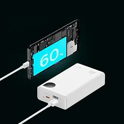 Павербанк Baseus Adaman2 Digital Display Fast Charge 10000 mAh 30 W білий (PPAD040002)  - мініатюра 7
