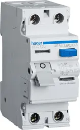 Пристрій захисного відключення Hager 2P 40A 30мA тип A (CD240D)