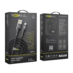 Кабель для заряджання та обміну даними Yoki YK-LE17 LED Series USB/Lightning 12W 2.4A/5V 2 m Black - мініатюра 2